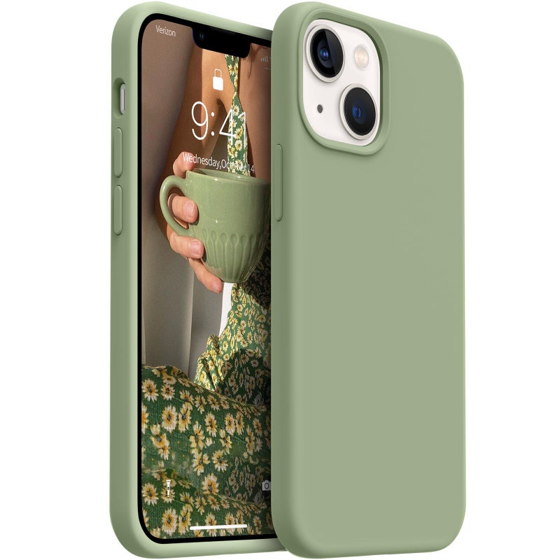AOTESIER Magnetic for iPhone 13 Mini Case, [Compatible with MagSafe] Food Grade Silicone Phone Case with [Soft Anti-Scratch Protective Lining] Full Body Drop Protection, 5.4 inch, Tea Green - Image 1