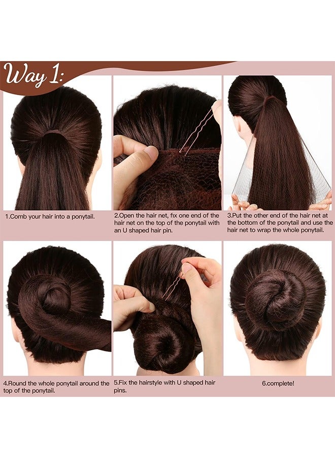 HY Hair Accessories Set: 20PCS Mesh Hair Nets Invisible and 50PCS U Shaped Hair Pins for Women, Girls, Ballet Bun Maker & Dance (Hair Nets- 20 inch(50cm), Hair Pins- 2.4 inch(6cm)), Brown - Image 5