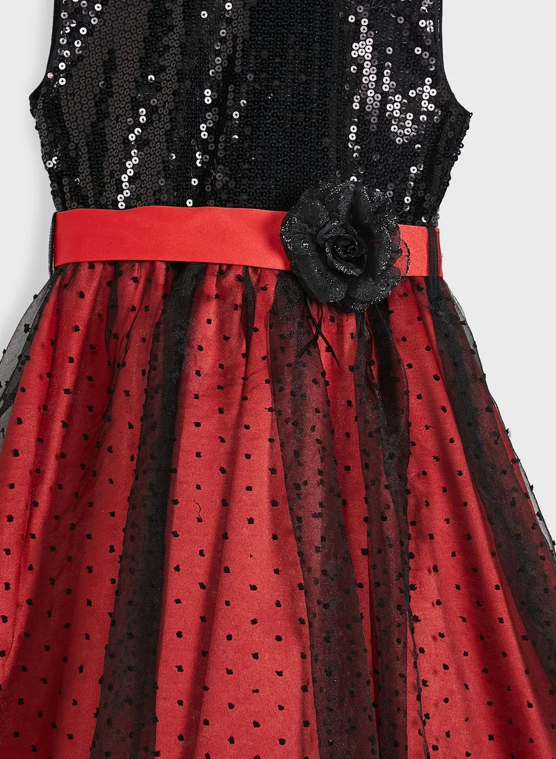 Little Golden Apple Little Sequin Top Belted Dress