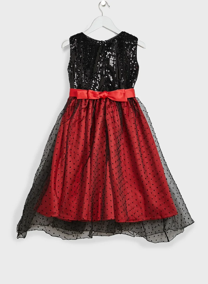 Little Golden Apple Little Sequin Top Belted Dress