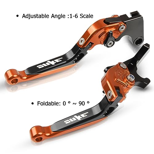 FREAXLL Duke 125 390 Brake Clutch Levers Set Foldable Extendable CNC Aluminium for Duke 125 390 200 250 2011-2015 2017 2018 2019 2020 (Orange/Black) - Image 4