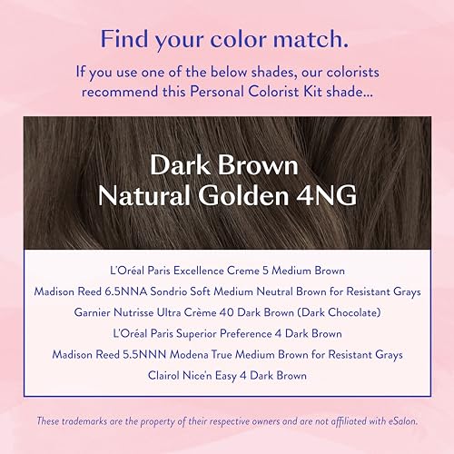 eSalon Permanent Hair Color & Hair Dye Kit - Dark Brown Natural Golden - Personal Colorist for Up To 100% Gray Coverage, All Hair Types - Professional-Grade Ammonia-Free Dye - Image 5