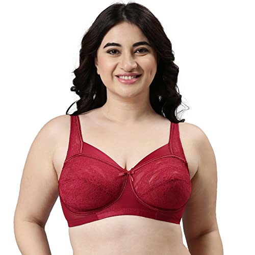 Enamor FB06 Women's Nylon Full Support Classic Lace Lift Bra - Non Padded Non Wired High Coverage(FB06-Masai-34Z) - Image 1