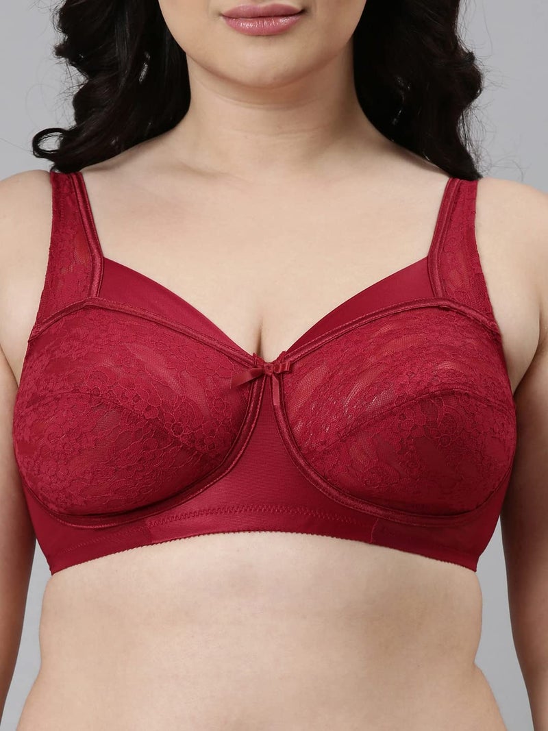 Enamor FB06 Women's Nylon Full Support Classic Lace Lift Bra - Non Padded Non Wired High Coverage(FB06-Masai-34Z) - Image 5