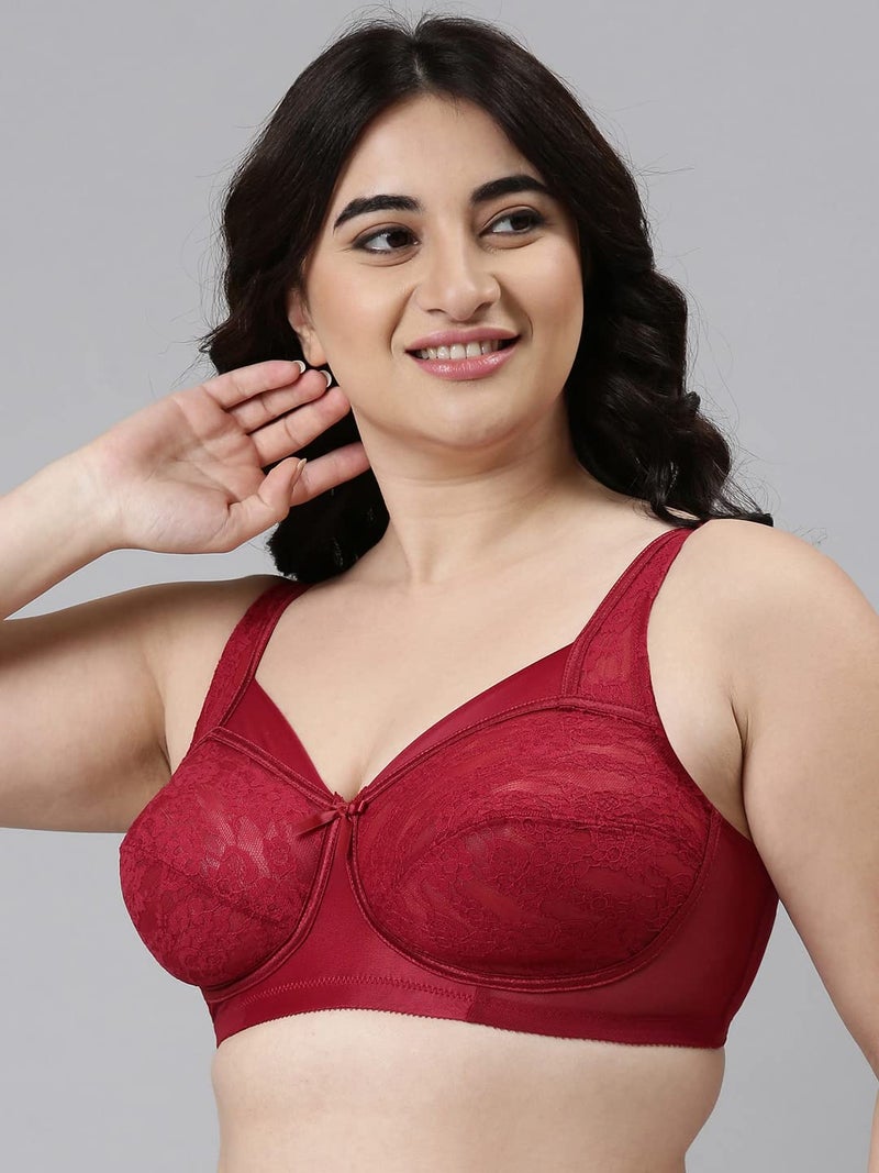 Enamor FB06 Women's Nylon Full Support Classic Lace Lift Bra - Non Padded Non Wired High Coverage(FB06-Masai-34Z) - Image 3