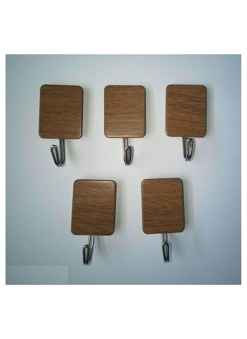 Wall Hanging Hook Without Drilling Heavy Duty for Home & Office Brown Color 5 Pcs  - Image 2