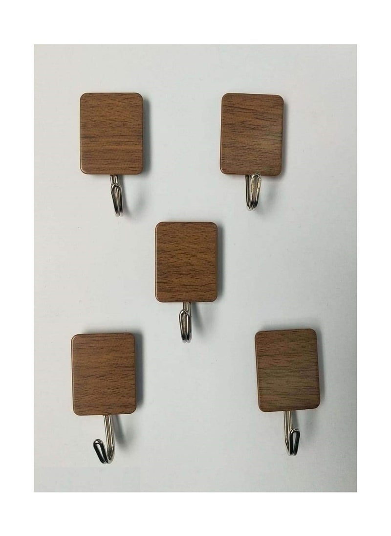 Wall Hanging Hook Without Drilling Heavy Duty for Home & Office Brown Color 5 Pcs  - Image 1