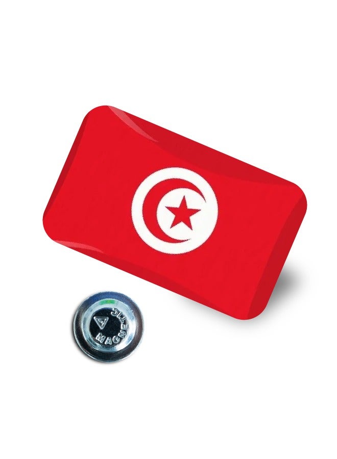 971MEDIA Tunisia Flag Metal Badge – Epoxy Coated Decorative Emblem with Magnet - Image 1