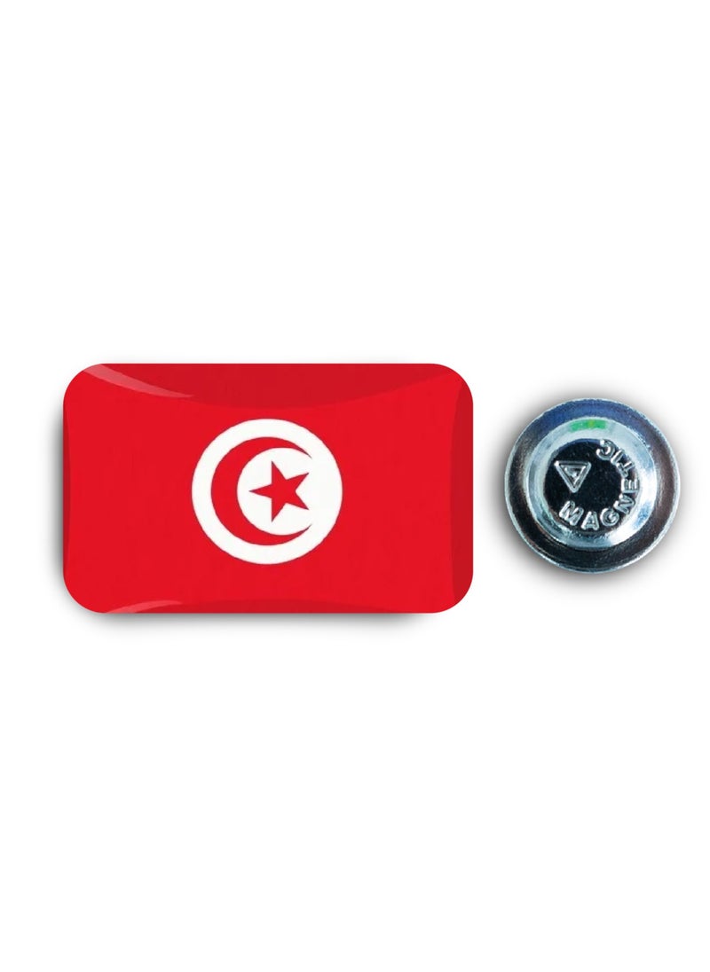 971MEDIA Tunisia Flag - Metal Badge Epoxy Coated with Magnetic Pin that Doesn't Tear Clothes  - Image 1