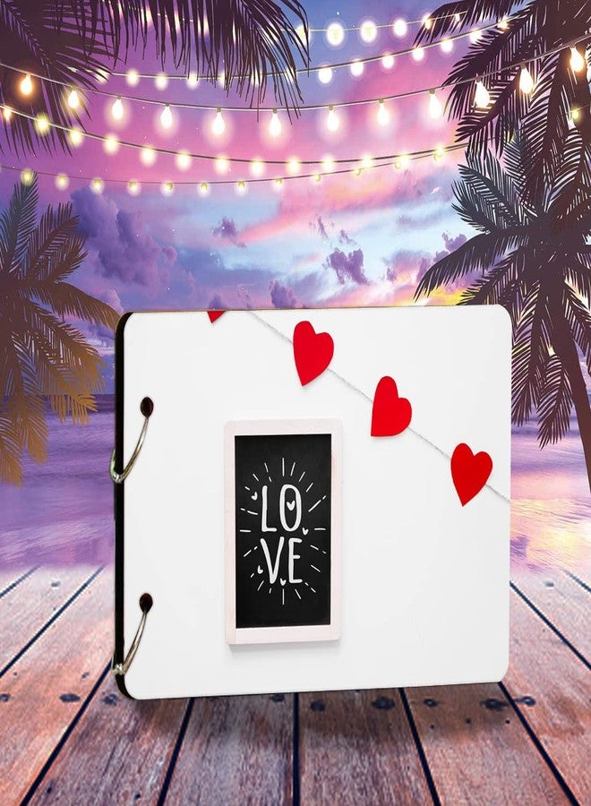 WallDaddy- Scrapbook Crafts (Draw Love) Scrap Book | Wooden Photo Album | 40 Black Color Paper Size "22 X 16 cm" Wooden Photo Book | Memories Book | Photo Frame & Albums - Image 1