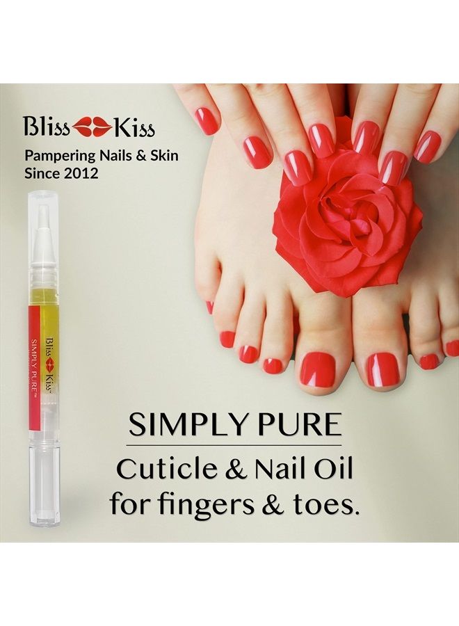 Bliss Kiss 1 Crisp Fragrance | Nail Oil Cuticle Pen w/Vitamin E & Jojoba⏤Nail Strengthener Nail Growth Treatment for Brittle Peeling Breaking Thin Nails - Image 4