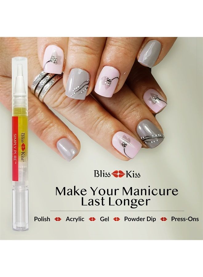 Bliss Kiss 1 Crisp Fragrance | Nail Oil Cuticle Pen w/Vitamin E & Jojoba⏤Nail Strengthener Nail Growth Treatment for Brittle Peeling Breaking Thin Nails - Image 3