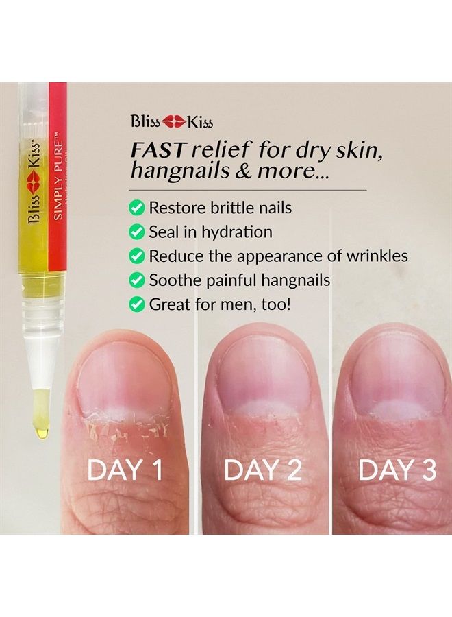 Bliss Kiss 1 Crisp Fragrance | Nail Oil Cuticle Pen w/Vitamin E & Jojoba⏤Nail Strengthener Nail Growth Treatment for Brittle Peeling Breaking Thin Nails - Image 2
