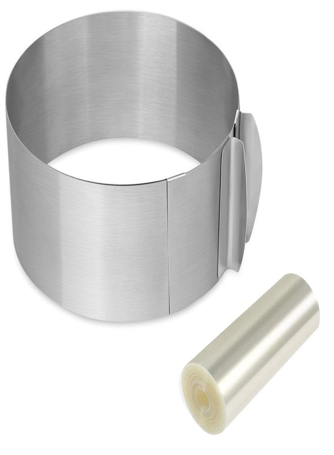 Jtuxcke Cake Rings For Baking Mousse Mold Acetate Cake Collar Set Round Cake Molds Adjustable 6 to12 Inches Mousse Cake Rings, 5.5 x 394 inch Clear Cake Acetate Sheet Rolls - Image 1