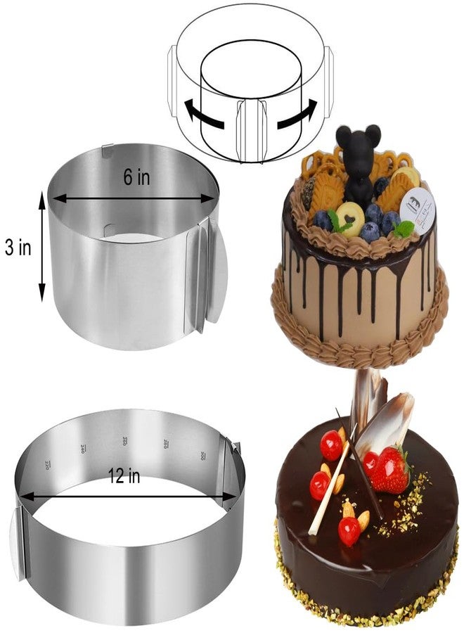 Jtuxcke Cake Rings For Baking Mousse Mold Acetate Cake Collar Set Round Cake Molds Adjustable 6 to12 Inches Mousse Cake Rings, 5.5 x 394 inch Clear Cake Acetate Sheet Rolls - Image 3
