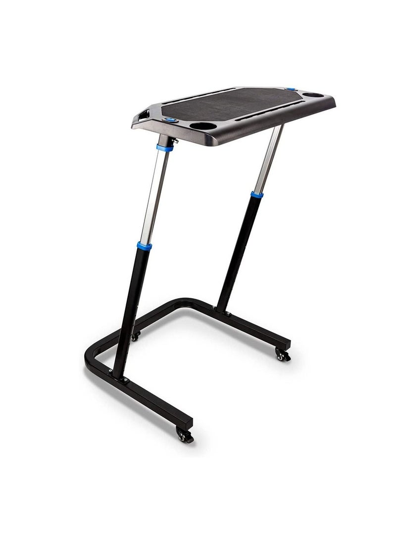 Generic Bike Trainer Fitness Desk Portable Workstation Table for Cycling and Exercise Adjustable Height Gadget Slots and Lockable Wheels  - Image 1