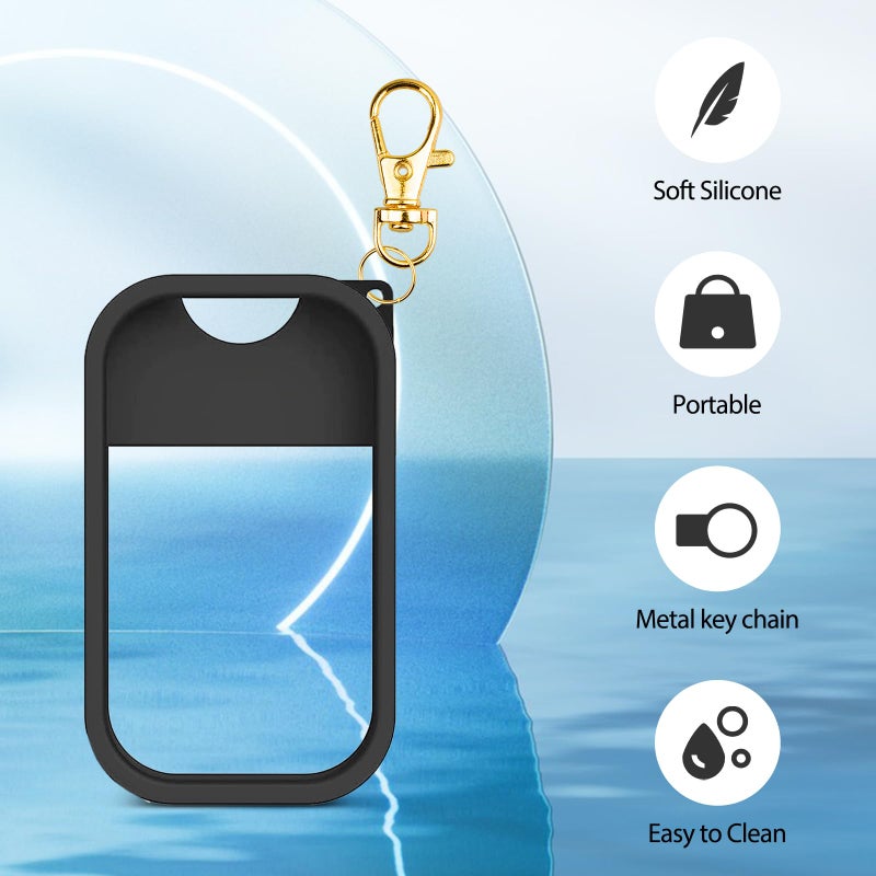 VANEST Silicone Case Compatible with Touchland Hand Sanitizer Spray, Protective Case with Keychain for Power Mist and Glow Mist 1 fl oz, Hand Sanitizer Spray Accessory (Black, 1 Pack) - Image 4
