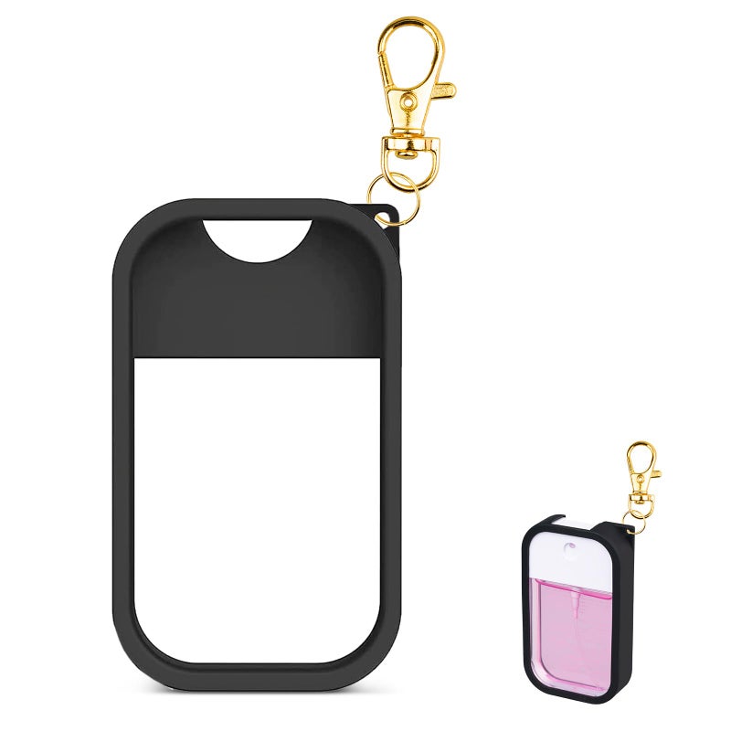 VANEST Silicone Case Compatible with Touchland Hand Sanitizer Spray, Protective Case with Keychain for Power Mist and Glow Mist 1 fl oz, Hand Sanitizer Spray Accessory (Black, 1 Pack) - Image 1
