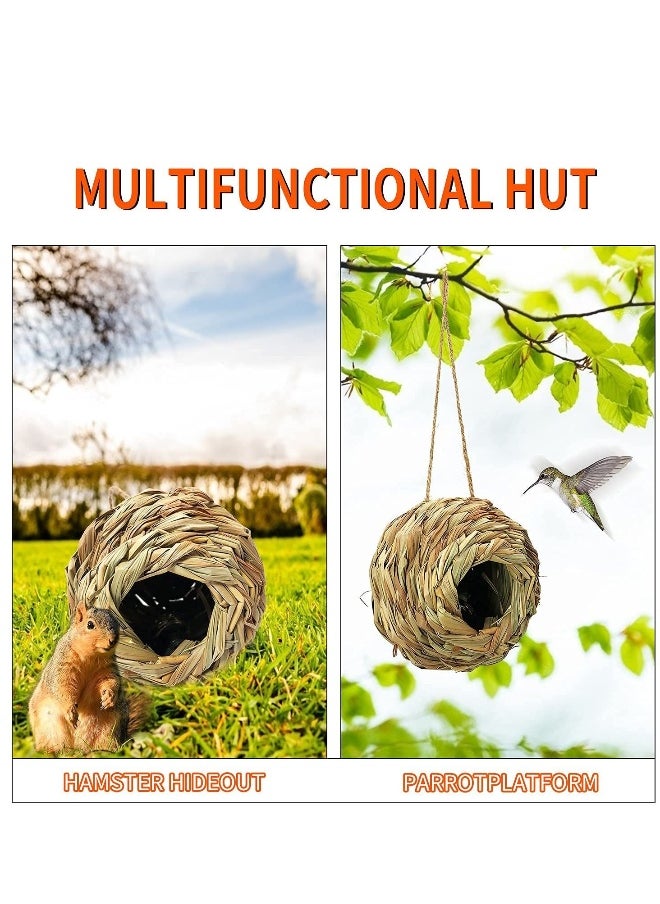 Generic Pack Hanging Hummingbird Nest House for Outside Ball Shape Hand Woven Durable Sturdy Made of Natural Grass Perfect for Garden Patio Lawn Office Indoor  - Image 3