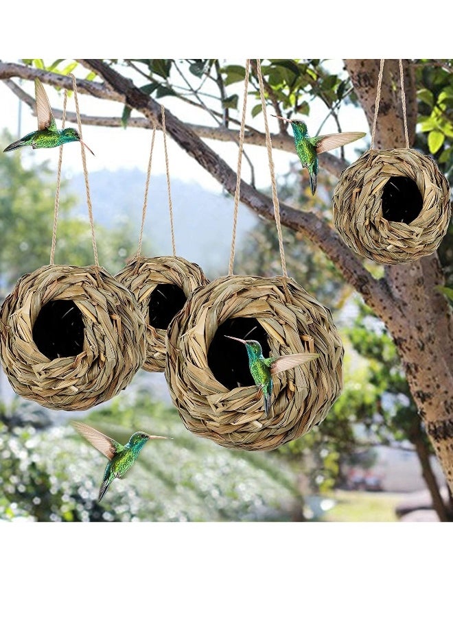 Generic Pack Hanging Hummingbird Nest House for Outside Ball Shape Hand Woven Durable Sturdy Made of Natural Grass Perfect for Garden Patio Lawn Office Indoor  - Image 1