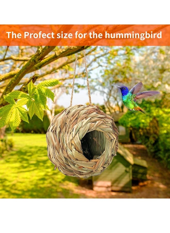 Generic Pack Hanging Hummingbird Nest House for Outside Ball Shape Hand Woven Durable Sturdy Made of Natural Grass Perfect for Garden Patio Lawn Office Indoor  - Image 2