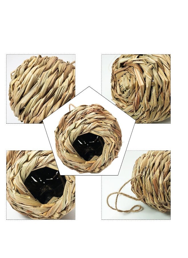 Generic Pack Hanging Hummingbird Nest House for Outside Ball Shape Hand Woven Durable Sturdy Made of Natural Grass Perfect for Garden Patio Lawn Office Indoor  - Image 4