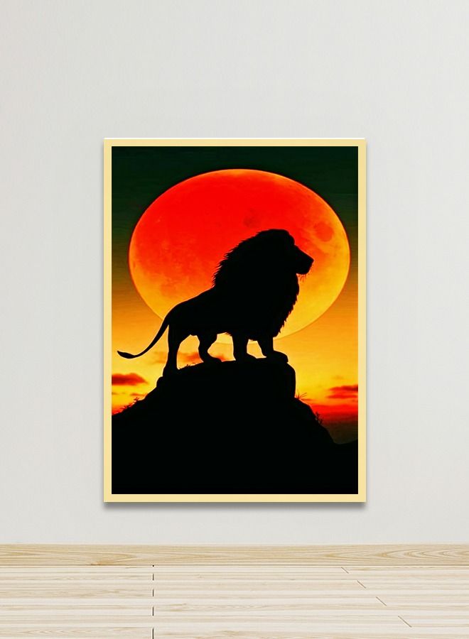 ماركتنا لوحة جدارية قماشية فنية لتزيين الحائط بتصميم حيوان  مع برواز ذهبي مجوف مقاس (120x80) قطعة واحدة - Image 1