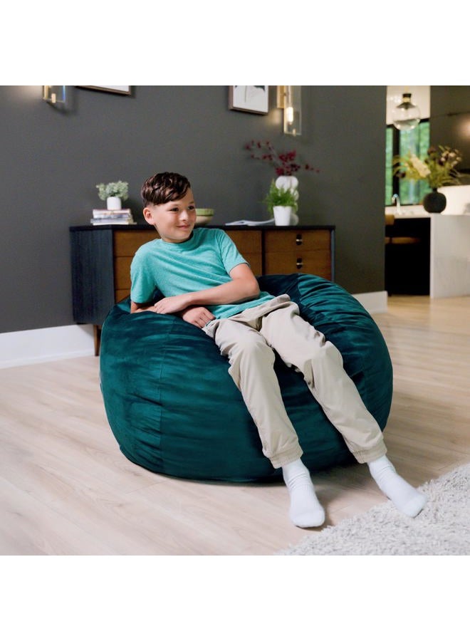 Big Joe Little Big Fuf Foam Filled Bean Bag Chair, Mediterranean Plush Soft Polyester - Image 3