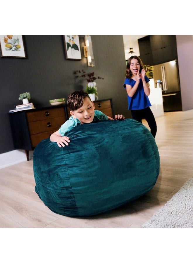 Big Joe Little Big Fuf Foam Filled Bean Bag Chair, Mediterranean Plush Soft Polyester - Image 4