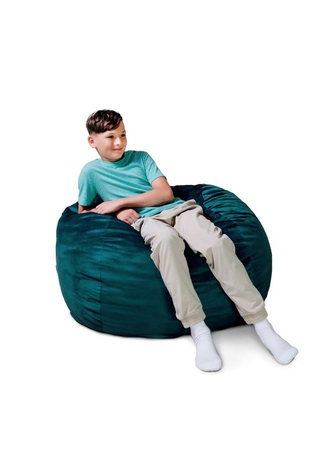 Big Joe Little Big Fuf Foam Filled Bean Bag Chair, Mediterranean Plush Soft Polyester - Image 1