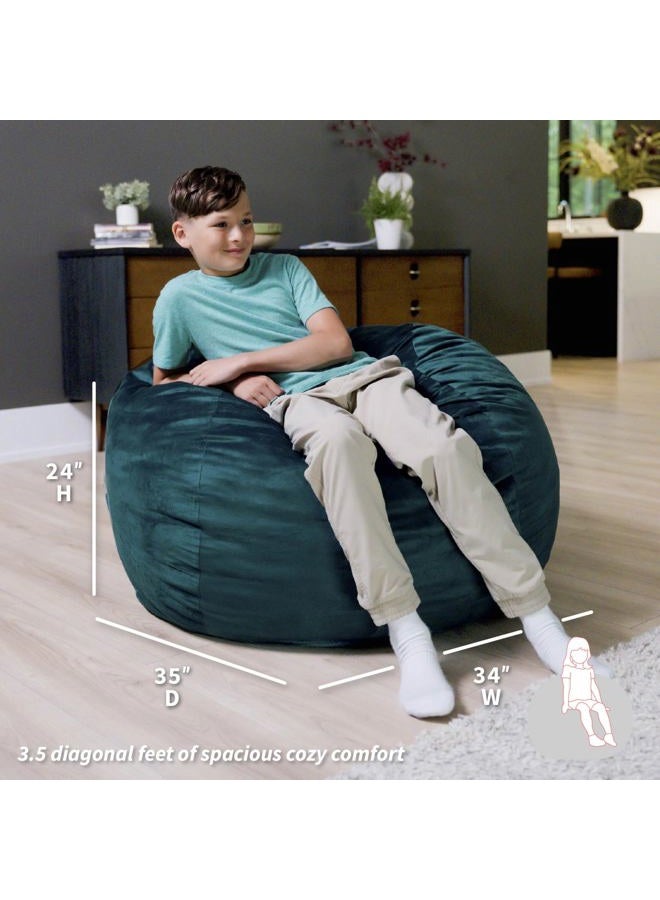 Big Joe Little Big Fuf Foam Filled Bean Bag Chair, Mediterranean Plush Soft Polyester - Image 2
