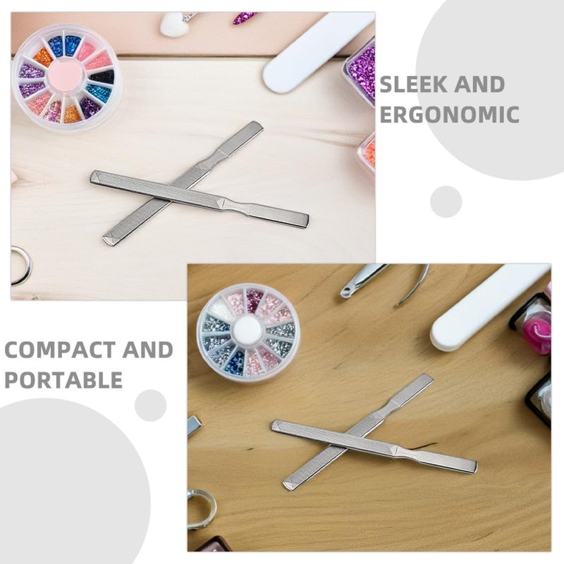 VILLCASE 5pcs Stainless Steel Nail Files and Buffers Nail Grooming Tool for Manicure Pedicure Home Salon Travel Use - Image 3