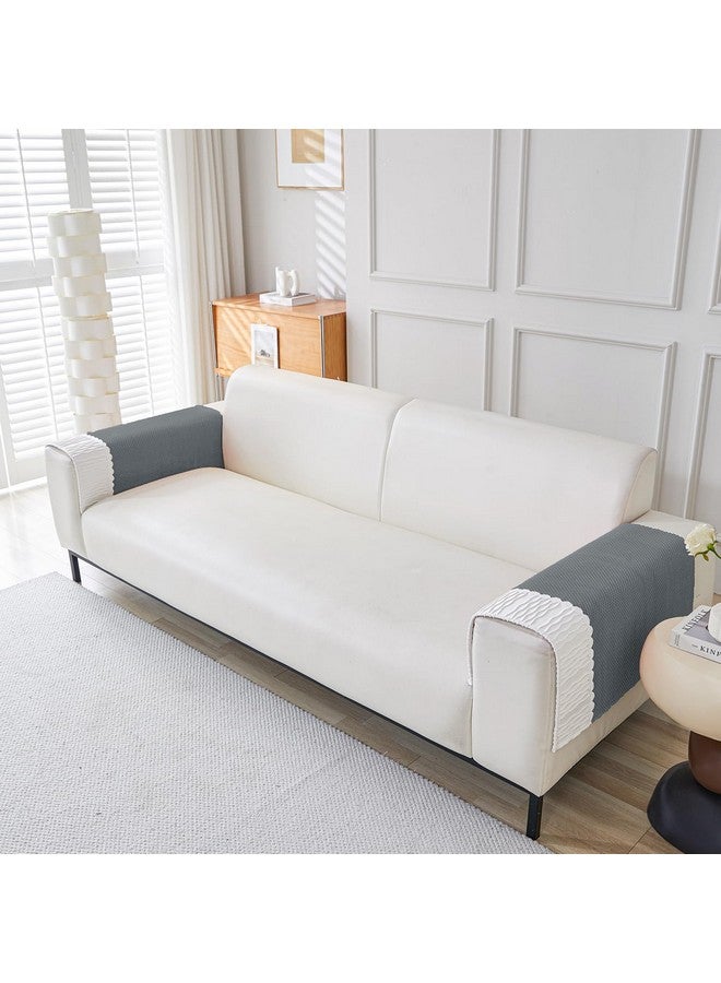 House of Quirk Sofa Covers Corduroy French Style Sofa Furniture Protector 1/2/3/4 Seater Sofa Cover Anti-Slip Sofa Slipcover (2 pc Armrest Grey, 50x70cm) - Image 1