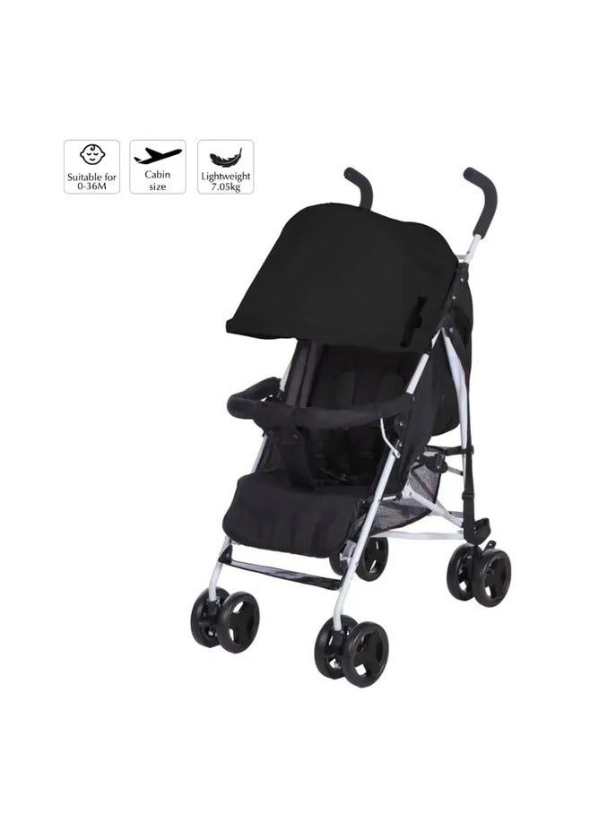 Bumble & Bird Lightweight Baby Travel Stroller, Compact Foldable Stroller with Reclining Seat, 5-Point Harness, and Storage Basket – Black - Image 4