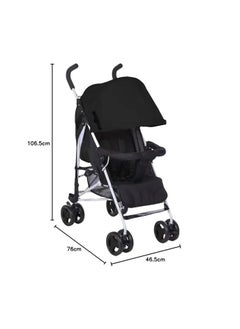 Bumble & Bird Bumble & Bird Lightweight Baby Travel Stroller, Compact Foldable Stroller with Reclining Seat, 5-Point Harness, and Storage Basket – Black  - Image 3