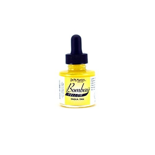 Dr. Ph. Martin's Bombay India Ink (1BY) Ink Bottle, 1.0 oz, Yellow, 1 Bottle - Image 4