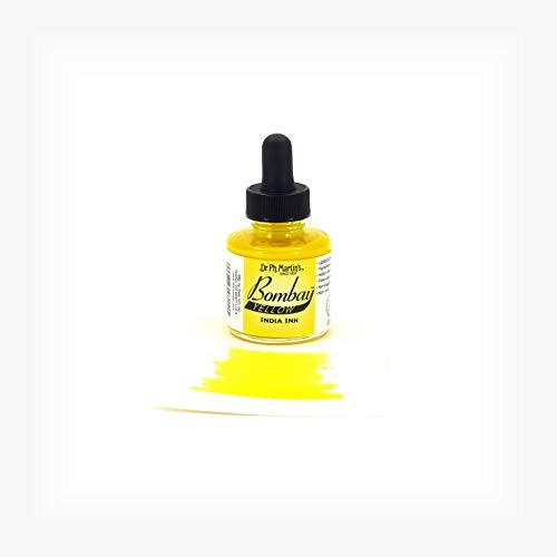 Dr. Ph. Martin's Bombay India Ink (1BY) Ink Bottle, 1.0 oz, Yellow, 1 Bottle - Image 2