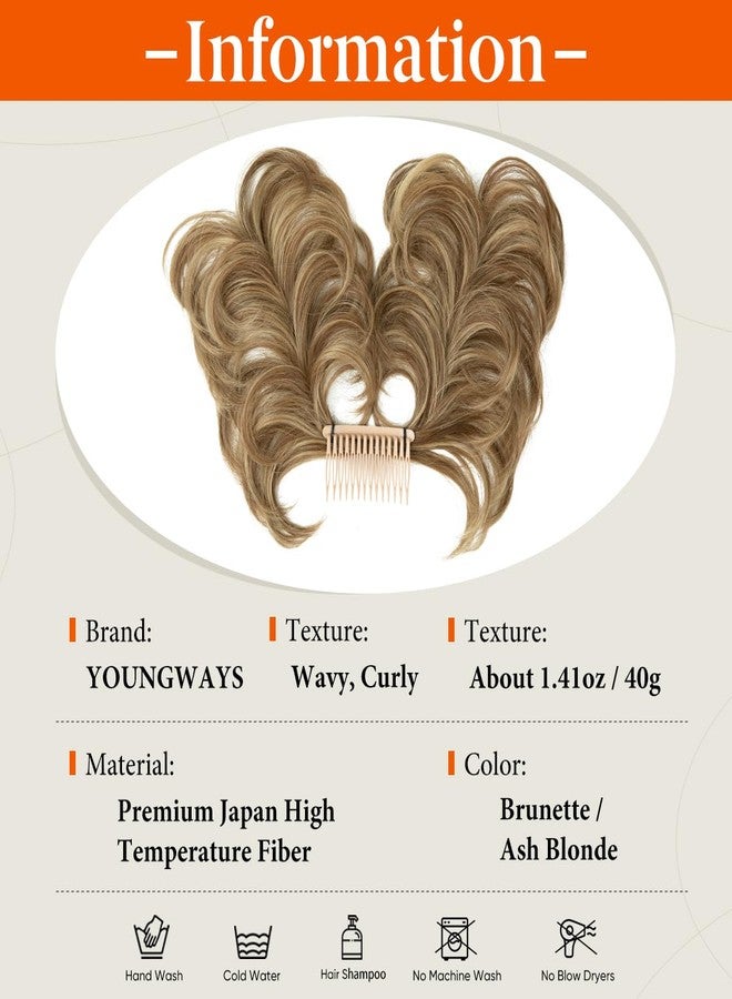 youngways Messy Bun Hair Piece Side Comb Clip in Hair Bun Hairpiece for Women Short Natural Straight Versatile Adjustable Styles Easy Hair pieces (Brunette/Ash Blonde-C) - Image 3