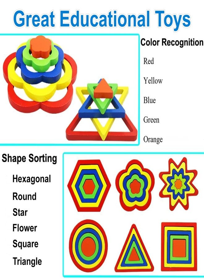 KLIFFOO 6 Pcs Wooden Shape Sorting Puzzle for Kids, Preschool Toddler Activity Games Toys, Montessori Shape Sorter Toys for Kids Boys Girls Ages 2+ Year Old | Helps Develop Motor & Reasoning Skills - Image 5