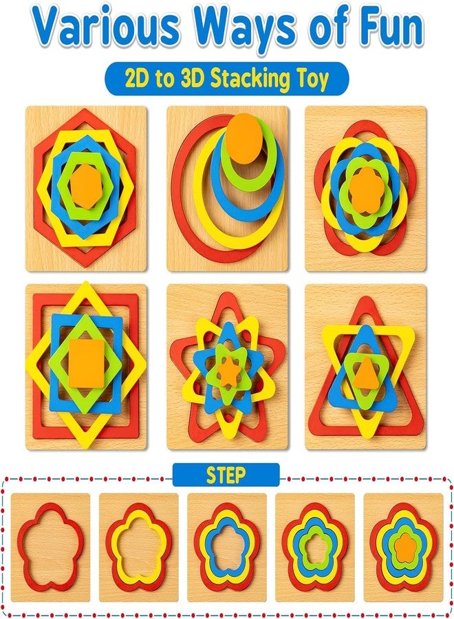 KLIFFOO 6 Pcs Wooden Shape Sorting Puzzle for Kids, Preschool Toddler Activity Games Toys, Montessori Shape Sorter Toys for Kids Boys Girls Ages 2+ Year Old | Helps Develop Motor & Reasoning Skills - Image 4