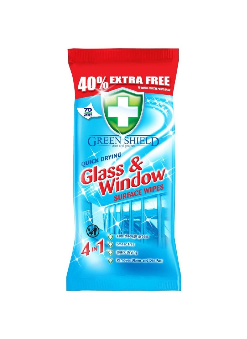 GreenShield Organic Glass & Window Cleaning Wipes – 70 Sheets Streak-Free Shine for Mirrors, Windows, Glass Surfaces, Car Windows & Household Use - Image 2