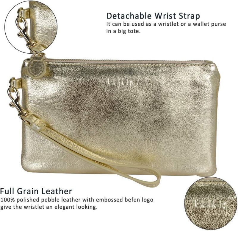 befen Genuine Leather Wristlet Clutch RFID Blocking Bag Cell Phone Wallet Purse Wristlet Wallet Purses and Handbags for Women - Image 3
