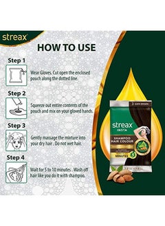 Streax Insta Shampoo Hair Colour For Men & Women ; Enriched With Almond Oil & Noni Extracts ; Longlasting Instant Colour ; Dark Brown 15 Ml (Pack Of 24)  - Image 4