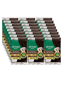 Streax Insta Shampoo Hair Colour For Men & Women ; Enriched With Almond Oil & Noni Extracts ; Longlasting Instant Colour ; Dark Brown 15 Ml (Pack Of 24)  - Image 2