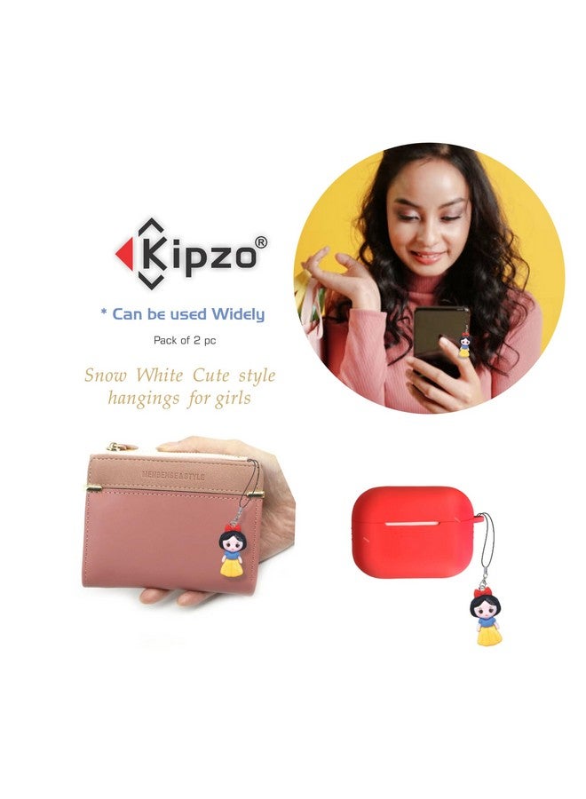 KIPZO¬Æ Snow white girl doll cartoon phone charm pendant Keychain Hanging for women kids stylish aesthetic silver necklace Lanyard thread rope strap string earring Ornament decor gift ideas item 2 pcs - Image 4