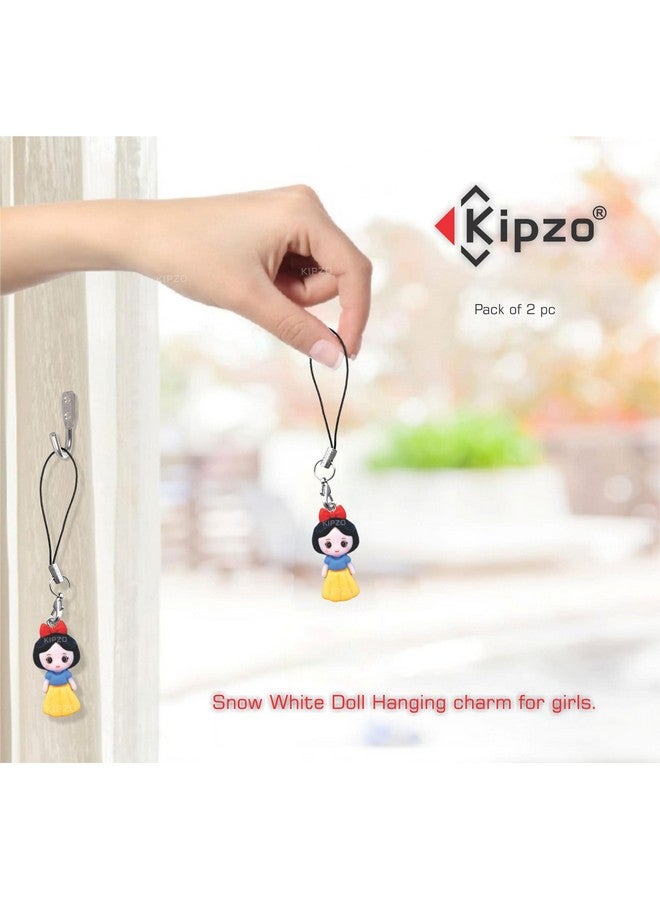 KIPZO¬Æ Snow white girl doll cartoon phone charm pendant Keychain Hanging for women kids stylish aesthetic silver necklace Lanyard thread rope strap string earring Ornament decor gift ideas item 2 pcs - Image 3