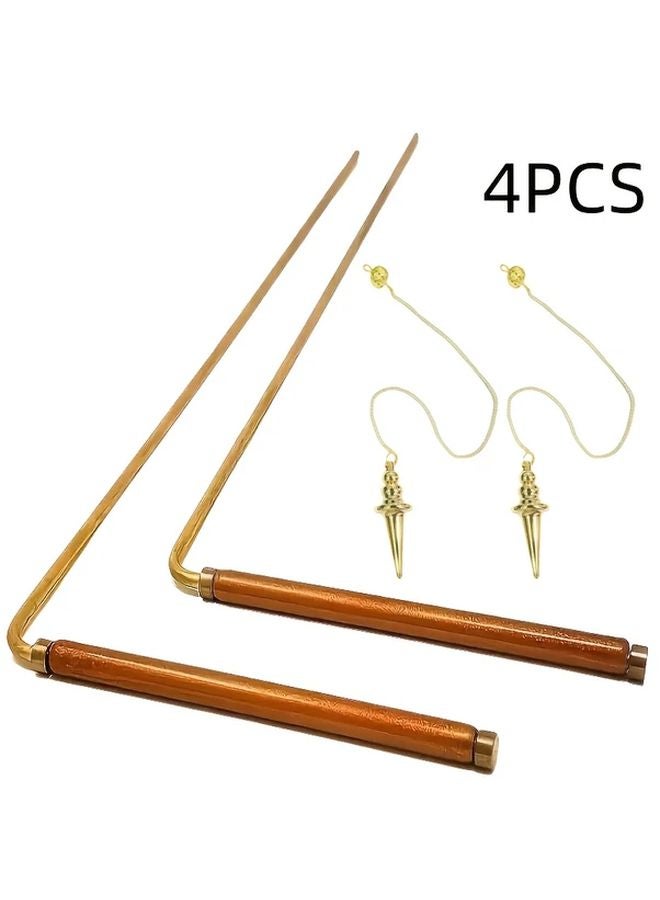 4pcs Two Color Dowsing Rod Pendulum Divination Set For Hunting Water Treasure - Image 1