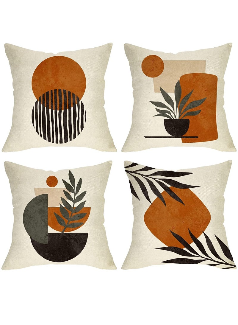 CUBEXELL Cushion Covers Set of 4, Bohemian Style, Linen Cushion Covers 45cm x 45cm, Suitable for Living Room Sofas, Car Seats, Beds, etc., 18x18 Inches - Image 1