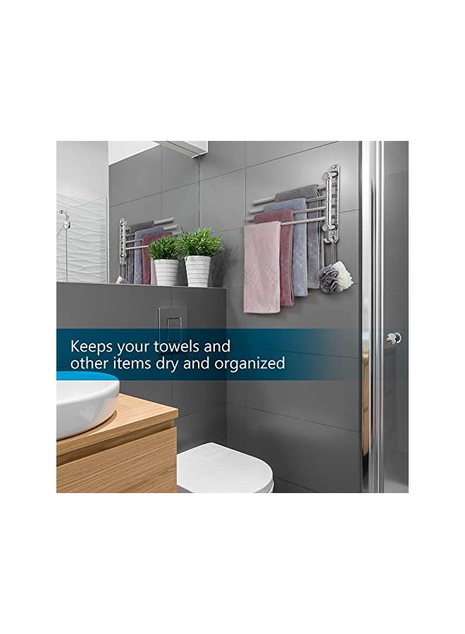 Raxoom Bathroom Towel Rack Towel Rack Wall Mount, SUS304 Stainless Steel Towel Bar, 4 Arms Space Saving Towel Rack, Bathroom, Kitchen Towel Rack - Image 4