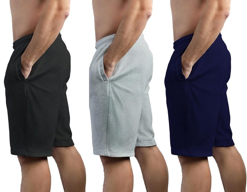 hotfits Plus Size Men’s Cotton Solid Shorts Pack of 3 | Knee Length Regular Fit Workout, Running & Nightwear Shorts with Elastic Waistband & 2 Side Pockets for Comfort & Style Multicoloured - Image 2